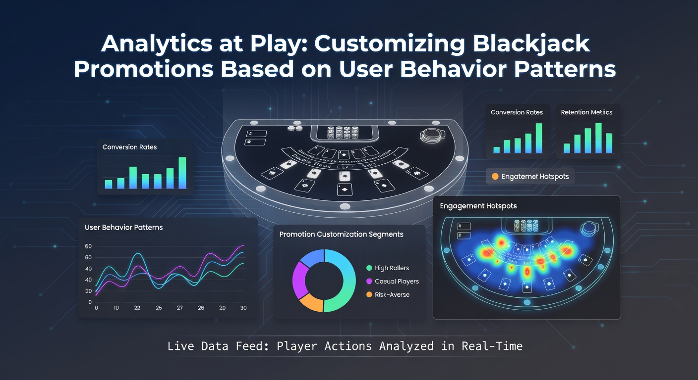 Data visualization dashboard showing blackjack player behavior patterns and promotion customization metrics
