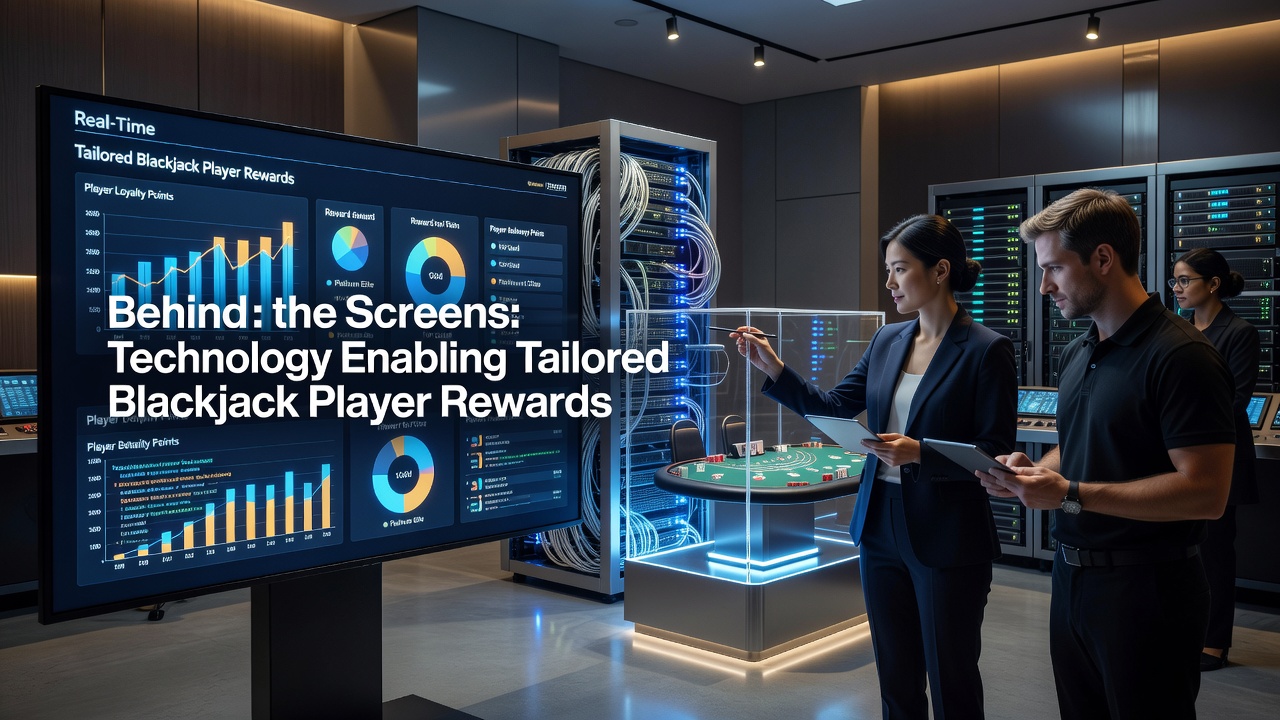 Advanced casino server infrastructure and data analytics dashboards used to customize blackjack rewards