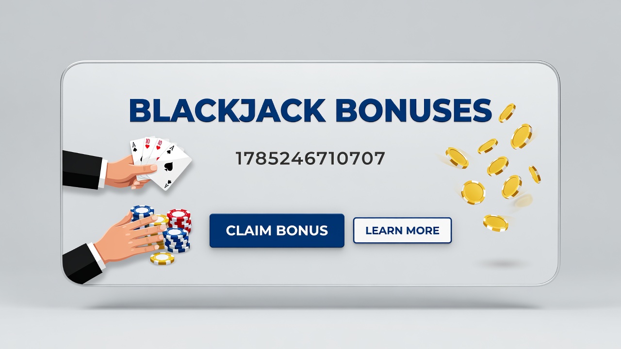 Online casino interface displaying blackjack game with bonus notification overlay