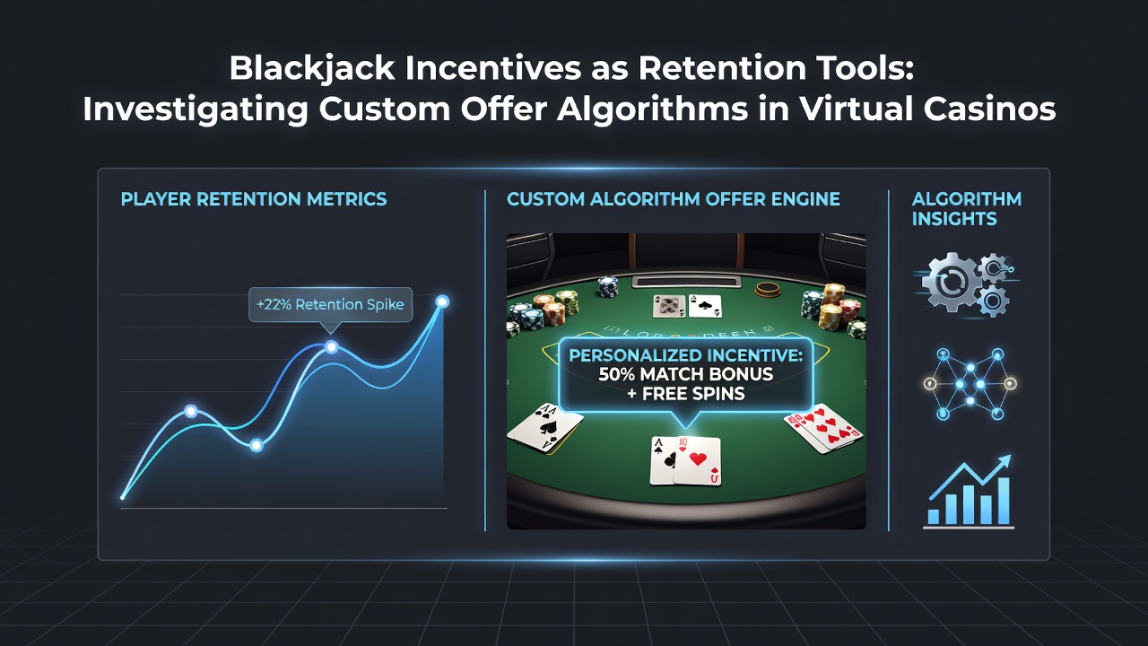 Data visualization dashboard showing algorithm-driven blackjack player segmentation and retention metrics