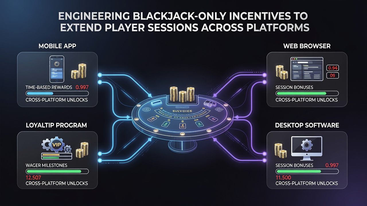 Analytics dashboard showing player session data and blackjack incentive triggers on casino backend system