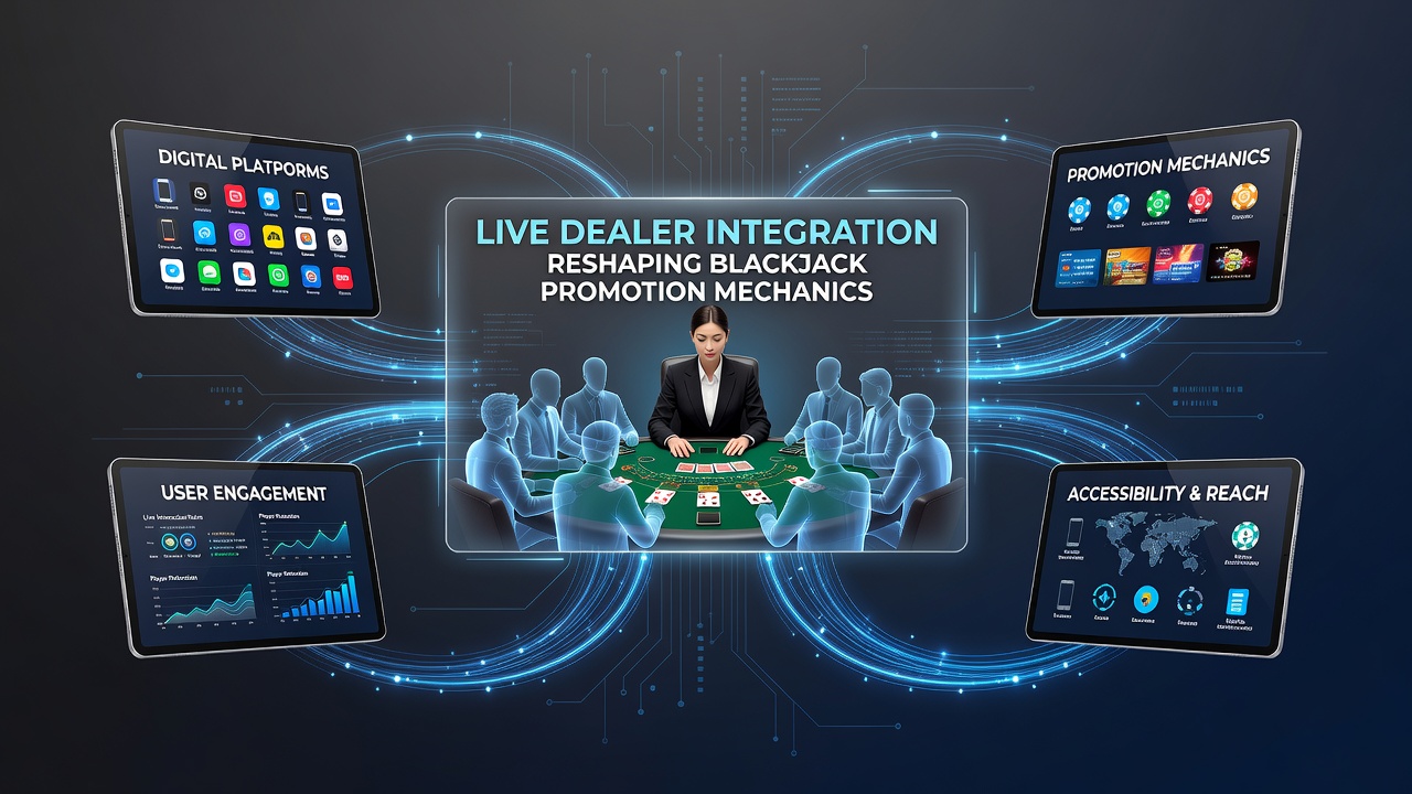 Live dealer blackjack table with digital interface elements overlaid on a casino setting