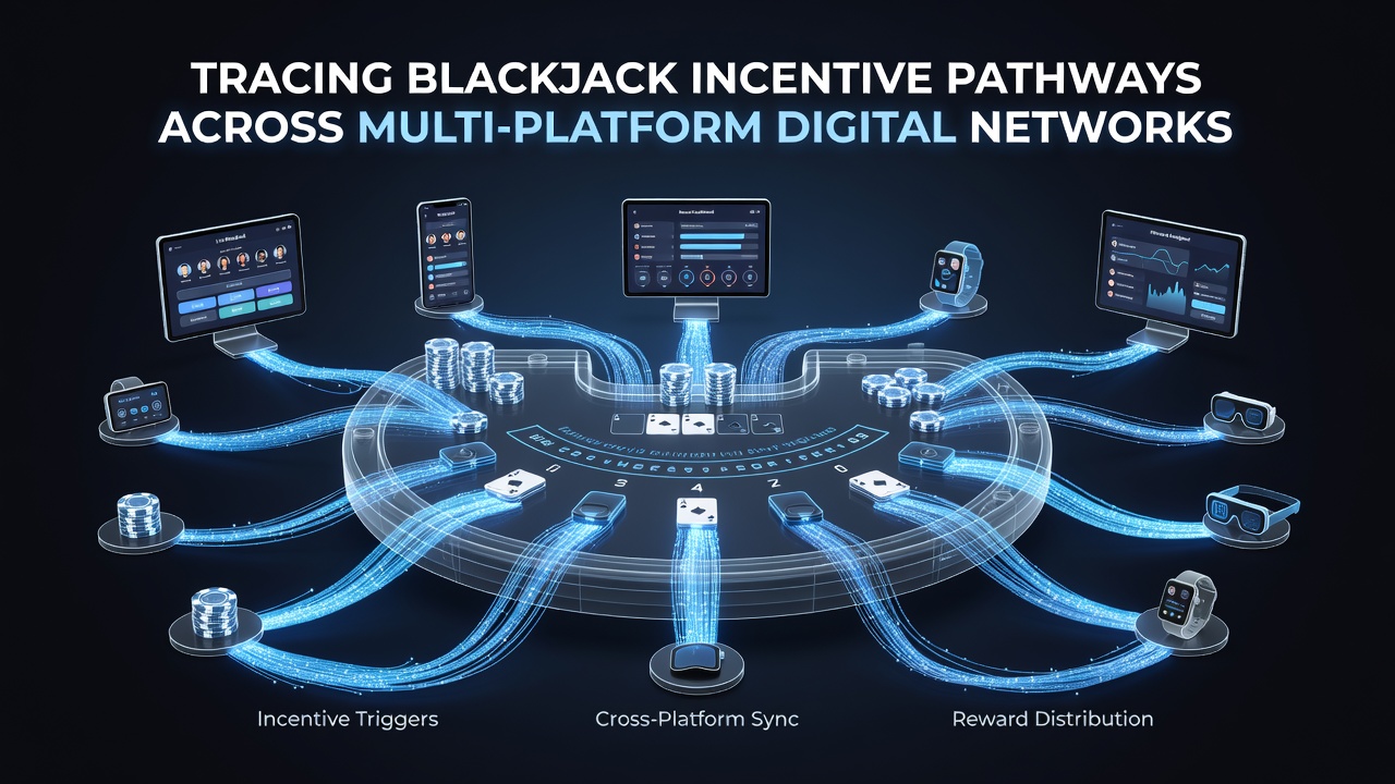 Network diagram showing blackjack incentive flows across desktop, mobile and affiliate platforms
